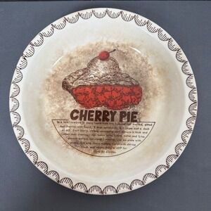 Vintage Ceramic Cherry Pie Recipe‎ Baking Dish